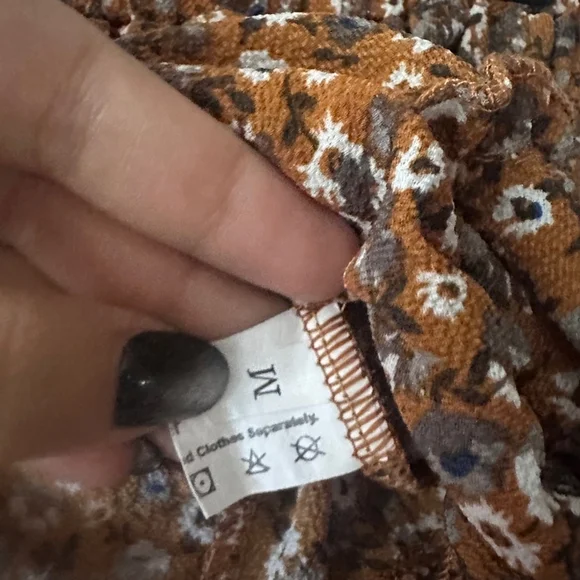 Girls Brown Floral Ruffle Skirt – Youth Size M, Elastic Waist, Boho - Picture 5 of 6